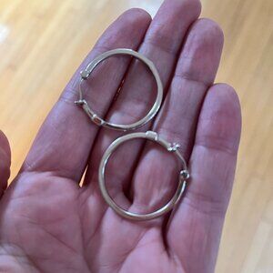 Elle Jewelry Sterling Silver Hoops with inset Ruby